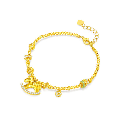 S925 Silver Zircon Rich Horse Jewelry Set - Necklace Bracelet