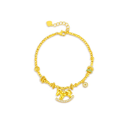 S925 Silver Zircon Rich Horse Jewelry Set - Necklace Bracelet