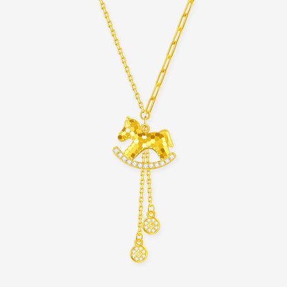 S925 Silver Zircon Rich Horse Jewelry Set - Necklace Bracelet