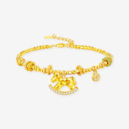 S925 Silver Zircon Rich Horse Jewelry Set - Necklace Bracelet